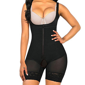 PROWAISTTRAINER Womans Single-breasted Zipper Hip-lifting Abdomen-tightening Body Suit Open Bust Butt-Lifting Shapewear