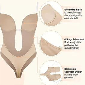 PROWAISTTRAINER Tight Bodice Invisible Shoulder Strap Evening Dress Deep V-backless Corset Body Non-slip Underwear