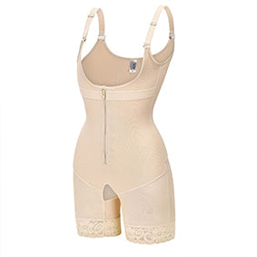 PROWAISTTRAINER Womans Single-breasted Zipper Hip-lifting Abdomen-tightening Body Suit Open Bust Butt-Lifting Shapewear