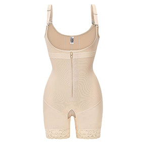 PROWAISTTRAINER Womans Single-breasted Zipper Hip-lifting Abdomen-tightening Body Suit Open Bust Butt-Lifting Shapewear