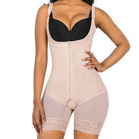PROWAISTTRAINER Womans Single-breasted Zipper Hip-lifting Abdomen-tightening Body Suit Open Bust Butt-Lifting Shapewear